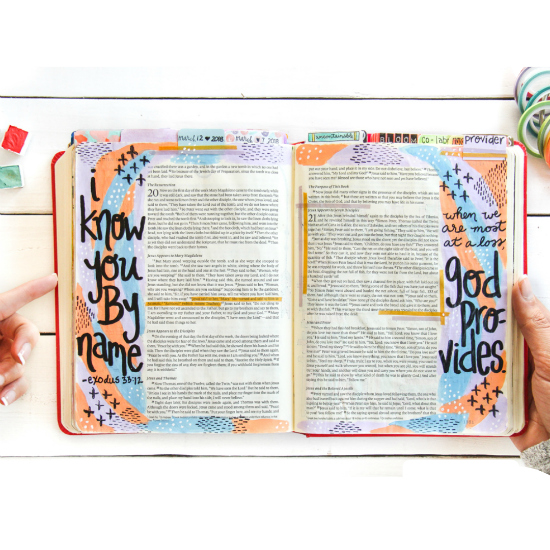 Flip-Through Video of the Gospel of John in My Journaling Bible | Join me for a fun flip-through video of John's Gospel in my Journaling Bible where I share tips for beginners, my favorite art journaling supplies, and what I'm learning through this creative style of scripture study. If you struggle with perfectionism or inconsistent Bible study, this one's for you!