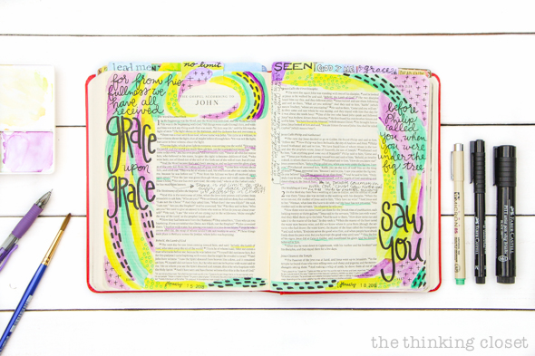 An Inspiring Journaling Bible Flip-Through Video of John's Gospel! | "Grace upon Grace," John 1:16
