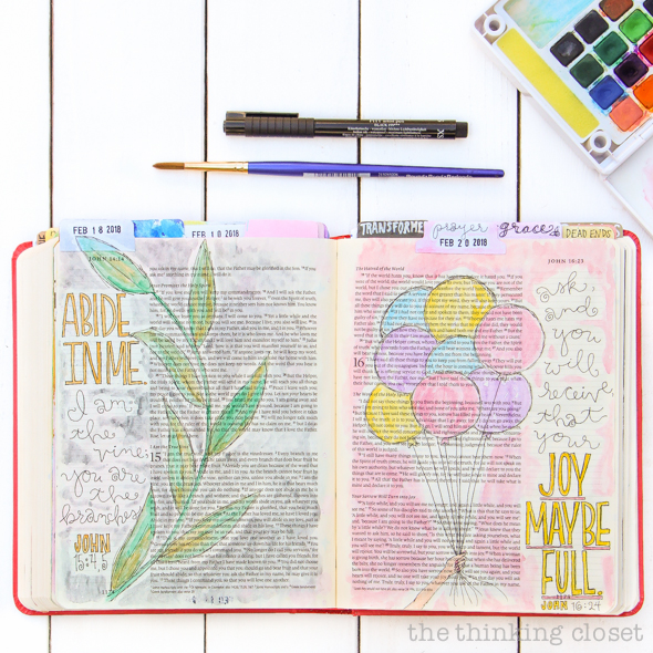 An Inspiring Journaling Bible Flip-Through Video of John's Gospel! | "Abide in me...." John 15:4,5 | "...that your joy may be full." -John 16:34