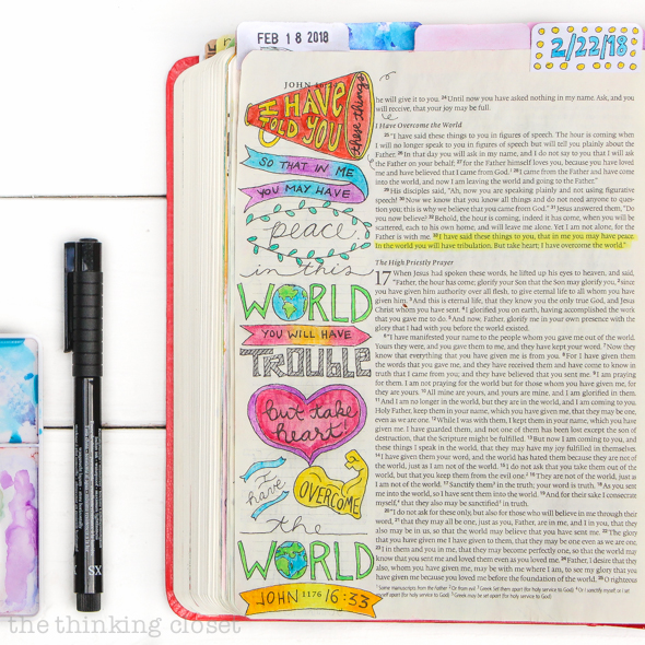 An Inspiring Journaling Bible Flip-Through Video of John's Gospel! | "In this world you will have trouble. But take heart!" John 16:33
