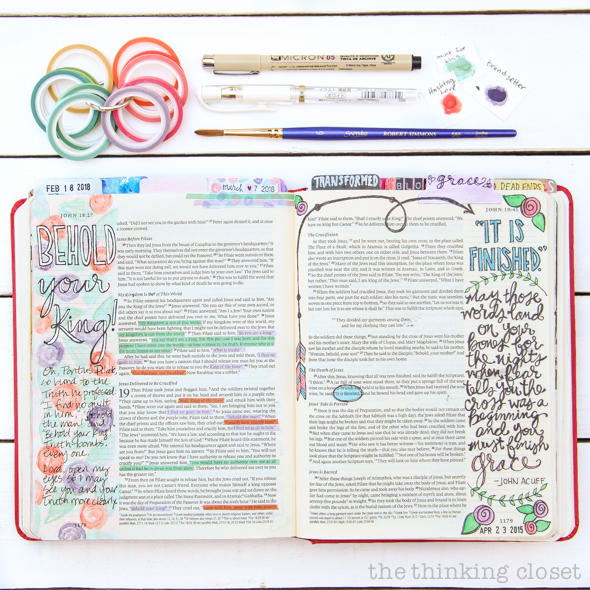 An Inspiring Journaling Bible Flip-Through Video of John's Gospel! | "Behold your King!" John 18:28 - 19:16 & "It is finished," John 19:30