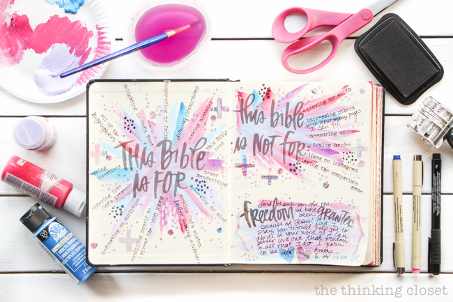 Permission Pages: Journaling Bible Process Video | Here's a glimpse at the NEW Permission Pages Digital Devotional Kit by Lauren Lanker in action! Designed to support you in creating your own set of permission pages where you can boldly declare what "This Bible is for" (asking questions and making mistakes) and what "This Bible is not for" (proving my worth or giving in to fear). Be inspired!