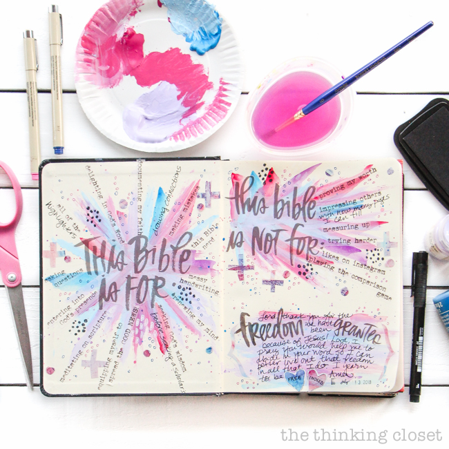 Permission Pages: Journaling Bible Process Video | Here's a glimpse at the NEW Permission Pages Digital Devotional Kit by Lauren Lanker in action! Designed to support you in creating your own set of permission pages where you can boldly declare what "This Bible is for" (asking questions and making mistakes) and what "This Bible is not for" (proving my worth or giving in to fear). Be inspired!