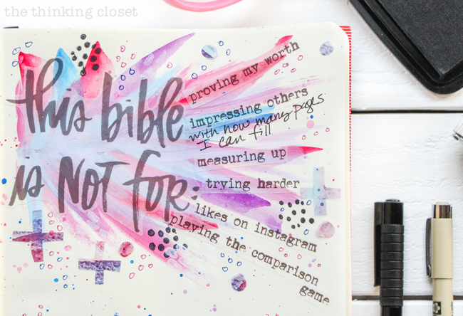 Permission Pages: Journaling Bible Process Video | Here's a glimpse at the NEW Permission Pages Digital Devotional Kit by Lauren Lanker in action! Designed to support you in creating your own set of permission pages where you can boldly declare what "This Bible is for" (asking questions and making mistakes) and what "This Bible is not for" (proving my worth or giving in to fear). Be inspired!