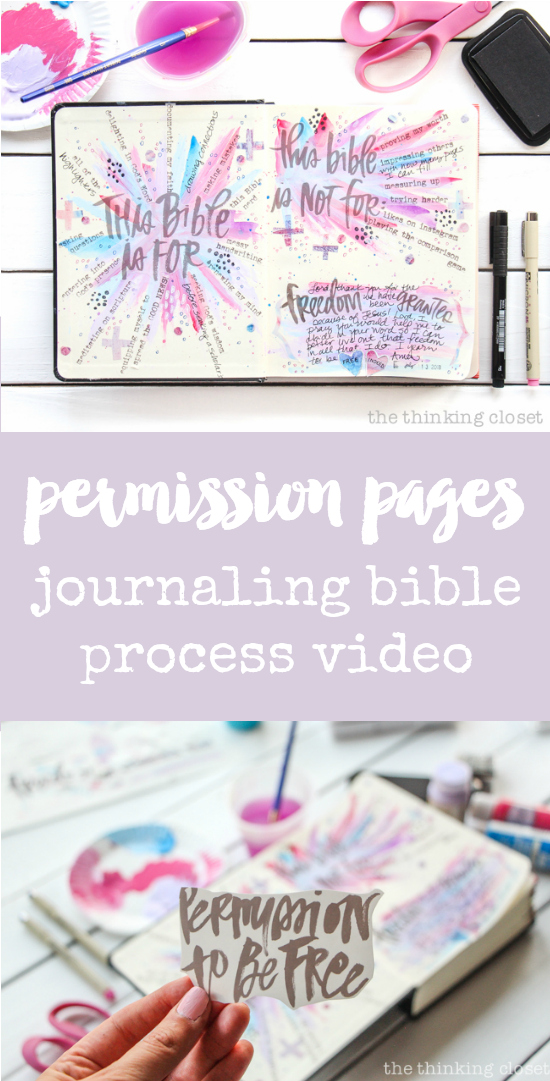 Permission Pages: Journaling Bible Process Video | Here's a glimpse at the NEW Permission Pages Digital Devotional Kit by Lauren Lanker in action! Designed to support you in creating your own set of permission pages where you can boldly declare what "This Bible is for" (asking questions and making mistakes) and what "This Bible is not for" (proving my worth or giving in to fear). Be inspired!