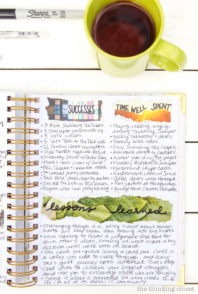 2018 in Review: An Exercise in Gratitude | Before we set our goals for the new year, let's get our hearts in the right place by conducting a "year in a review" spread in our planner or bullet journal–so we can foster a heart of gratitude for the gifts last year brought our way...even in its hardships, unmet goals, and squandered time. Here's the how-to and the big WHY....