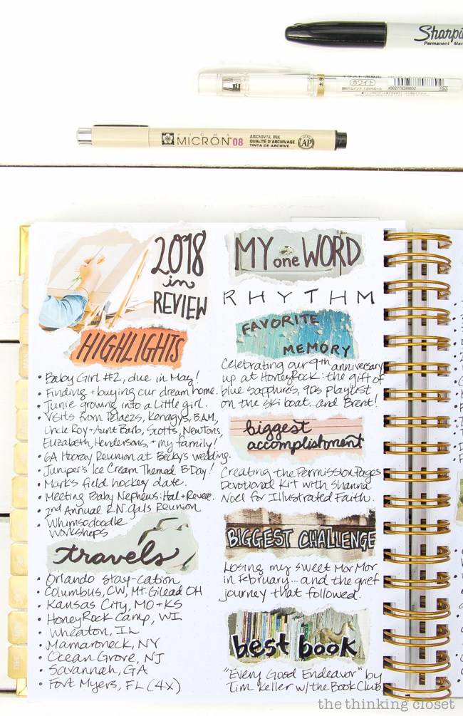 2018 in Review: An Exercise in Gratitude | Before we set our goals for the new year, let's get our hearts in the right place by conducting a "year in a review" spread in our planner or bullet journal–so we can foster a heart of gratitude for the gifts last year brought our way...even in its hardships, unmet goals, and squandered time. Here's the how-to and the big WHY....