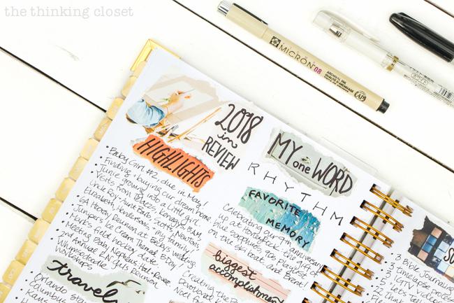 2018 in Review: An Exercise in Gratitude | Before we set our goals for the new year, let's get our hearts in the right place by conducting a "year in a review" spread in our planner or bullet journal–so we can foster a heart of gratitude for the gifts last year brought our way...even in its hardships, unmet goals, and squandered time. Here's the how-to and the big WHY....