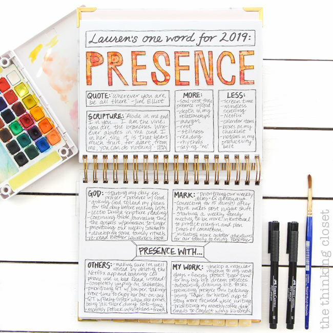 My One Word for 2019 & How to Create a Dream-Map in Your Planner or Bullet Journal | Join me for a virtual coffee date in which I share my "one word" for 2019 and give a close up look at my planner spread in which I cast vision for the year and map out my dreams and goals into do-able, action-able steps. Here's how I'm pursuing PRESENCE in 2019! And how you can map out YOUR dreams for the new year.