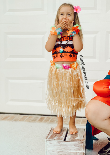 The "Hawaiian" part of our "Hawaiian Punch" Punny Halloween Costume...SUCH a fun costume for a Dynamic Duo like a parent & Moana-loving kid or a couple! Here's the inside scoop on our 8th annual creative punny Halloween costumes...including our other duo, "Dr. Pepper." Also, check out our punny Halloween costumes from the past 7 years! So many groan-worthy costume ideas.