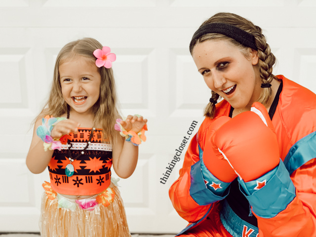 "Hawaiian Punch" Punny Halloween Costume for a Dynamic Duo: great for a parent & Moana-loving kid or a couple! Here's the inside scoop on our 8th annual creative punny Halloween costumes...including our other duo, "Dr. Pepper." Also, check out our punny Halloween costumes from the past 7 years! So many groan-worthy costume ideas.