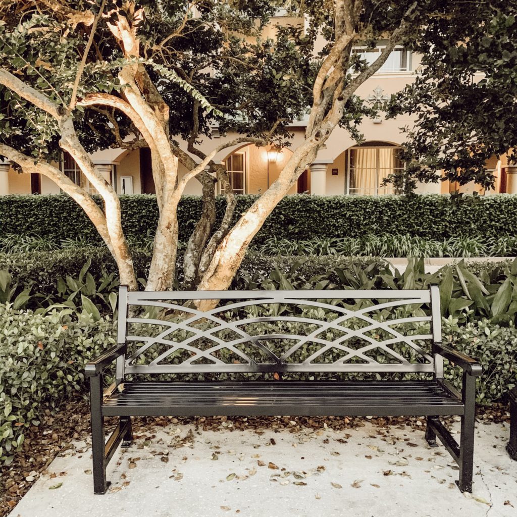The very Bench at Disney's Coronado Springs Resort where I discovered my "One Word for 2020!"