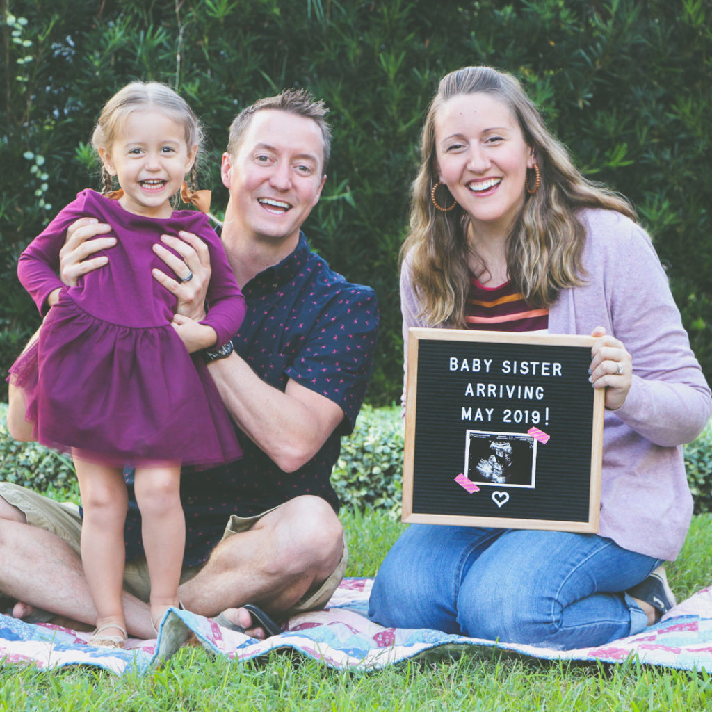 Letterboard Pregnancy Announcement! Baby Sister Arriving May 2019. via ThinkingCloset.com