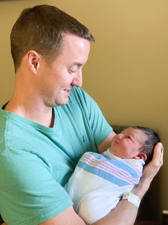 Day 2 Snuggles with Dada | Pepper's Birth Story via ThinkingCloset.com
