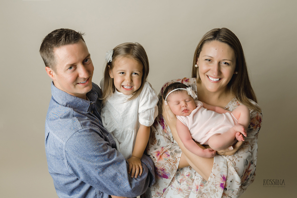 Our family of four! Photo by Kossina Creative | Pepper's Birth Story via ThinkingCloset.com