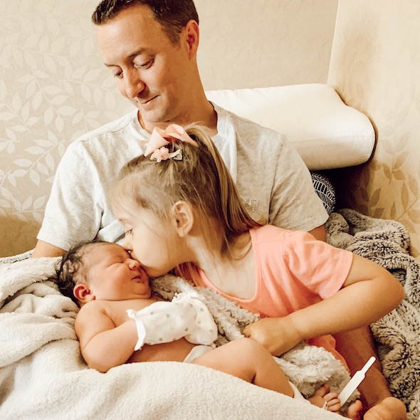 Big sister Juniper meets Pepper for the first time! | Pepper's Birth Story via ThinkingCloset.com