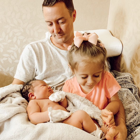 Big sister Juniper meets Pepper for the first time! | Pepper's Birth Story via ThinkingCloset.com