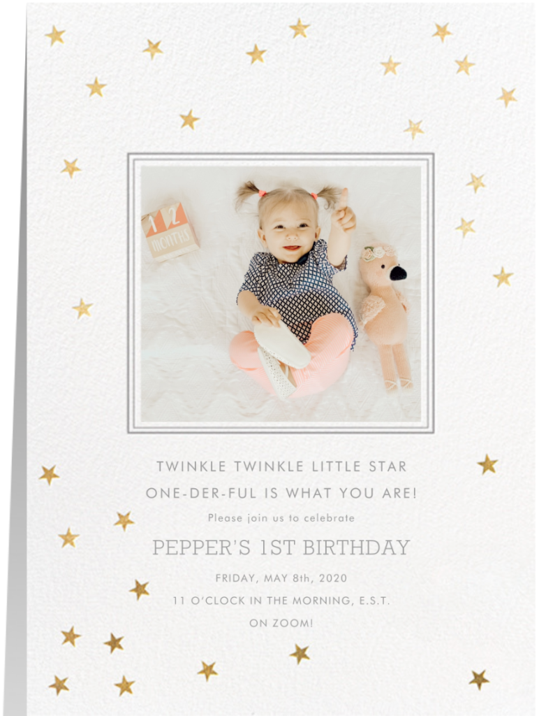 Paperless post invitation inspiration! | Creative ideas for hosting a "Twinkle Twinkle Little Star" 1st Birthday Party for your shining star via ThinkingCloset.com