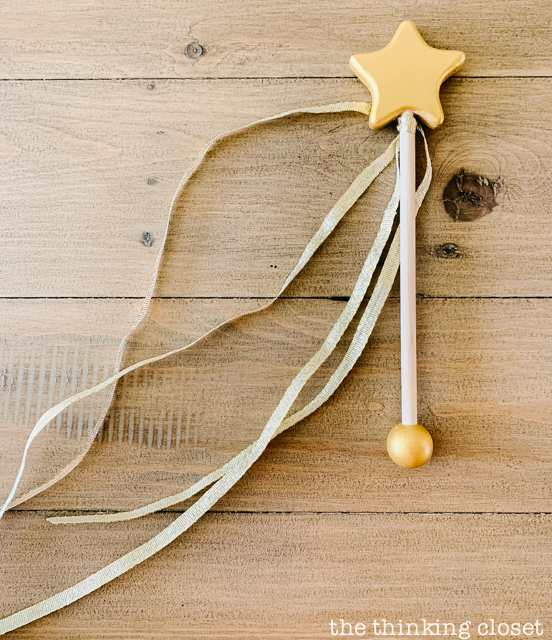 Gold wooden star wand: a perfect party accessory for the birthday girl! | A "Twinkle Twinkle Little Star" 1st Birthday Party, inspired by our favorite baby lullaby. DIY party ideas for a dazzling celebration for your shining star's first birthday or baby shower!
