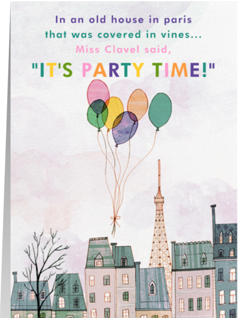 Juniper's "Madeline in Paris" 4th Birthday Party! Creative DIY Ideas via thinkingcloset.com - I love how we can send digital cards snail-mail style with Paperless Post!