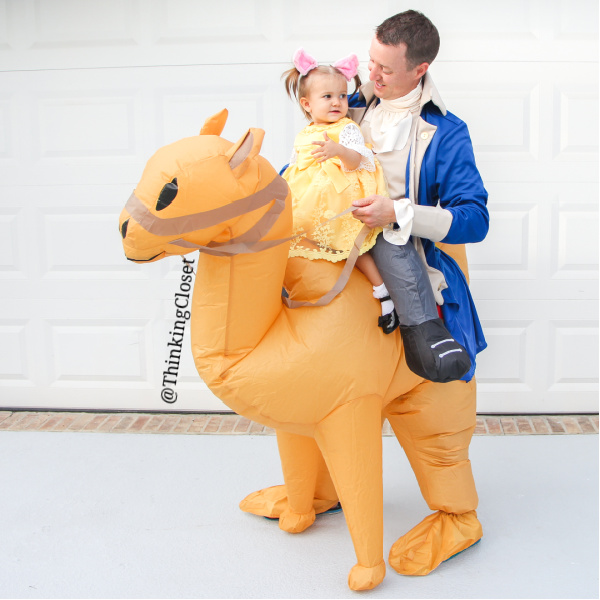 Piggy's First Camel Ride! | "HamilPUNS" Family Punny Halloween Costumes & Hamilton Musical Parody Videos! We were "not throwing away our shot" at Hamilton Musical inspired costumes for our 9th Annual Lanker Family Punny Halloween. Get ready to meet Alexander Camelton, Aaron Purr (sir), Angelicat, Owliza, and Piggy, too... The Schuyler Sisters! A HamilTON of fun for the whole pun-loving, musical-theatre-obsessed family! via thinkingcloset.com
