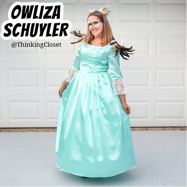 Owliza Schuyler A.K.A. Eliza Schuyler Hamilton with a punny owl twist! Isn't it OWL-some? | "HamilPUNS" Family Punny Halloween Costumes & Hamilton Musical Parody Videos! We were "not throwing away our shot" at Hamilton Musical inspired costumes for our 9th Annual Lanker Family Punny Halloween. Get ready to meet Alexander Camelton, Aaron Purr (sir), Angelicat, Owliza, and Piggy, too... The Schuyler Sisters! A HamilTON of fun for the whole pun-loving, musical-theatre-obsessed family! via thinkingcloset.com