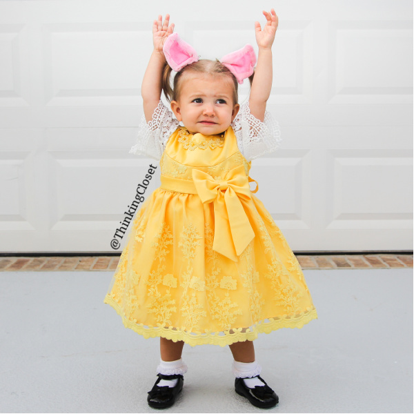 "...and Piggy! The Schuyler Sisters" - Peggy Schuyler with a piglet twist! Such a sweet, hilarious, punny costume for a baby or toddler! | "HamilPUNS" Family Punny Halloween Costumes & Hamilton Musical Parody Videos! We were "not throwing away our shot" at Hamilton Musical inspired costumes for our 9th Annual Lanker Family Punny Halloween. Get ready to meet Alexander Camelton, Aaron Purr (sir), Angelicat, Owliza, and Piggy, too... The Schuyler Sisters! A HamilTON of fun for the whole pun-loving, musical-theatre-obsessed family! via thinkingcloset.com
