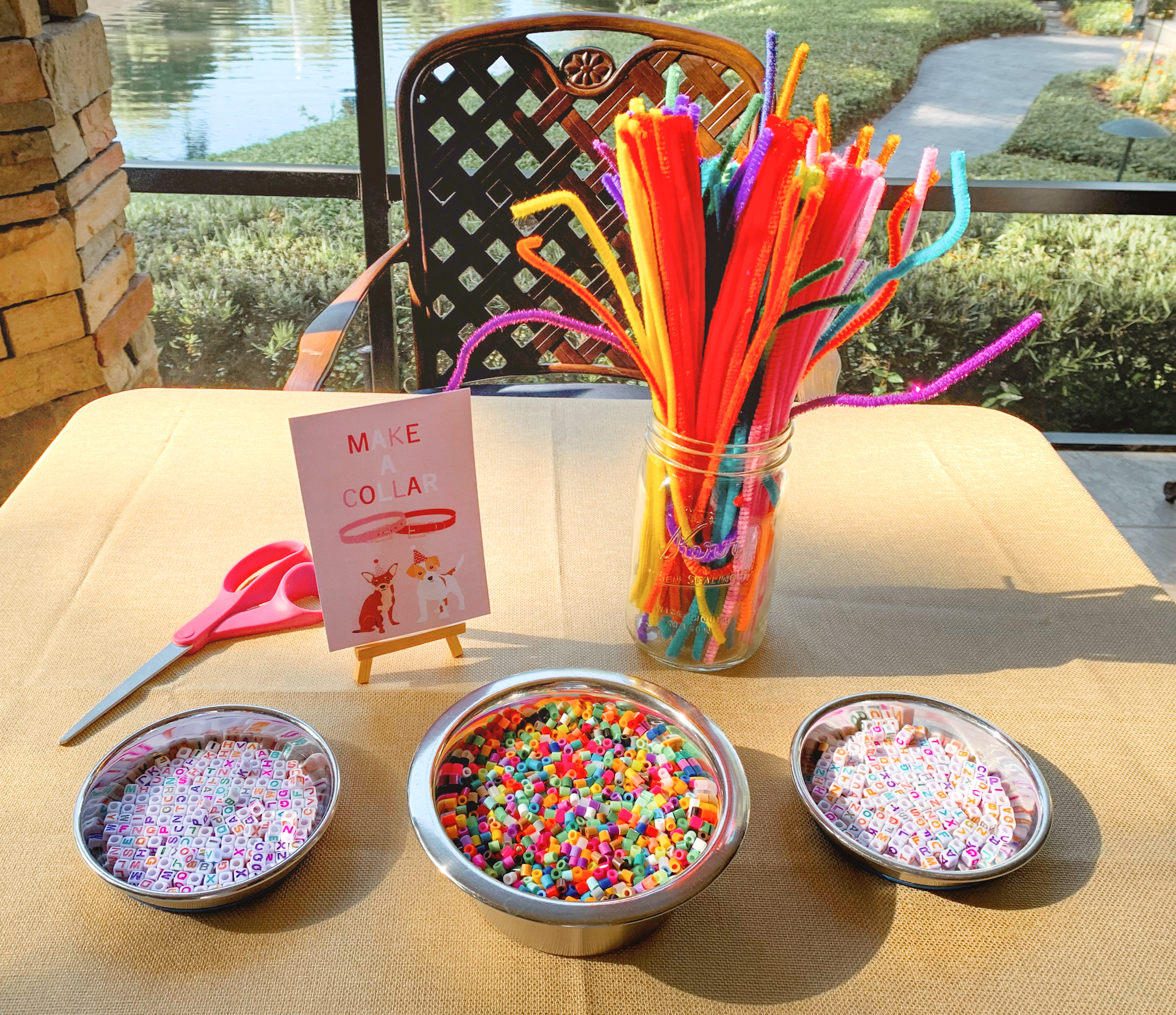 Pepper's 2nd Birthday "Puppy Paw-ty!" Creative party ideas via thinkingcloset.com - How to host a puppy-themed pawty with an adopt a puppy activity fun for all ages! The second station was where they made a collar!