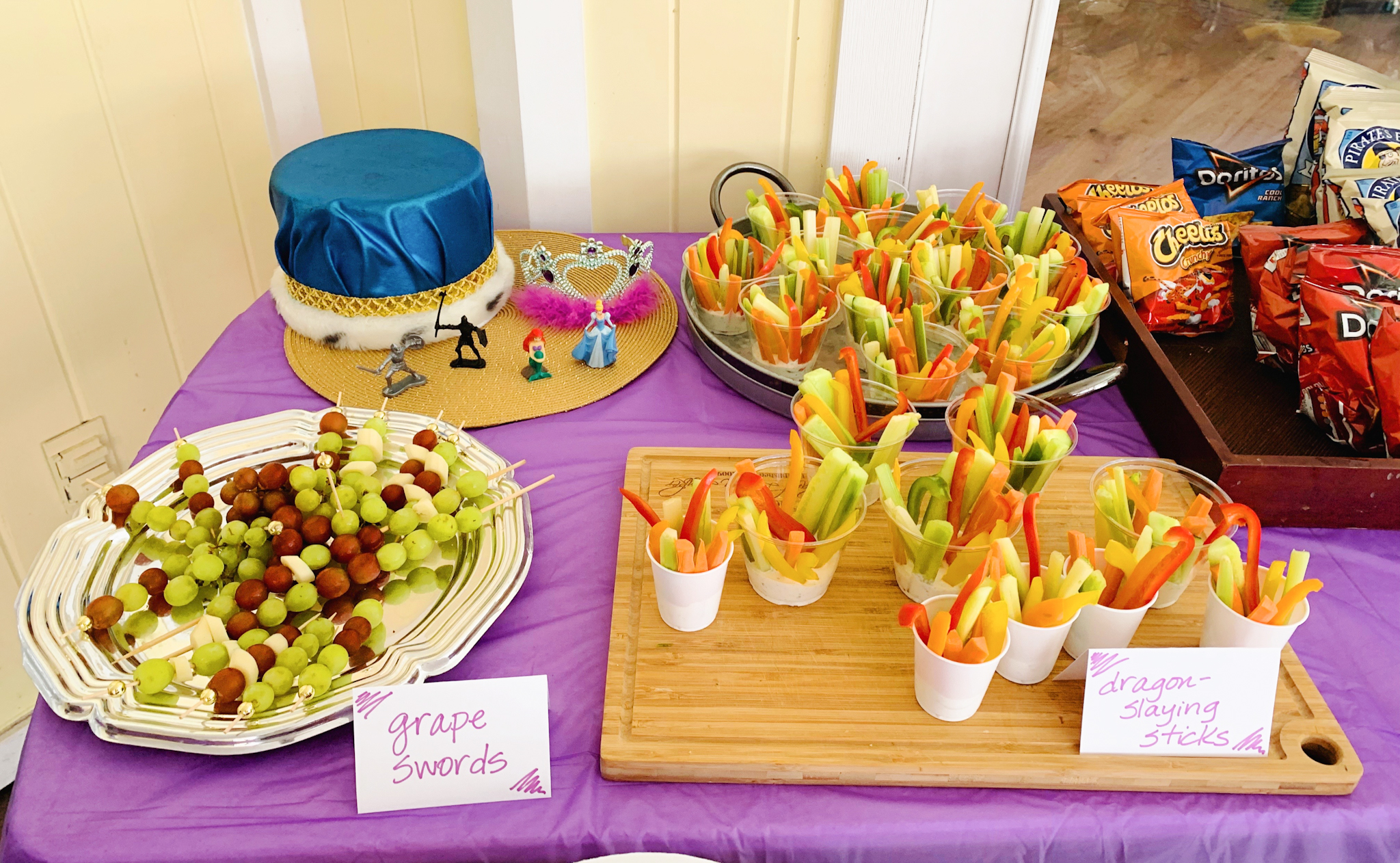 Juniper's "Princesses & Knights" 5th Birthday Pool Party & Royal Golden Birthday Celebration | Creative ideas including a punny invitation, DIY castle backdrop, a golden birthday banner, creative activities for kids of all ages & party favors galore! via thinkingcloset.com