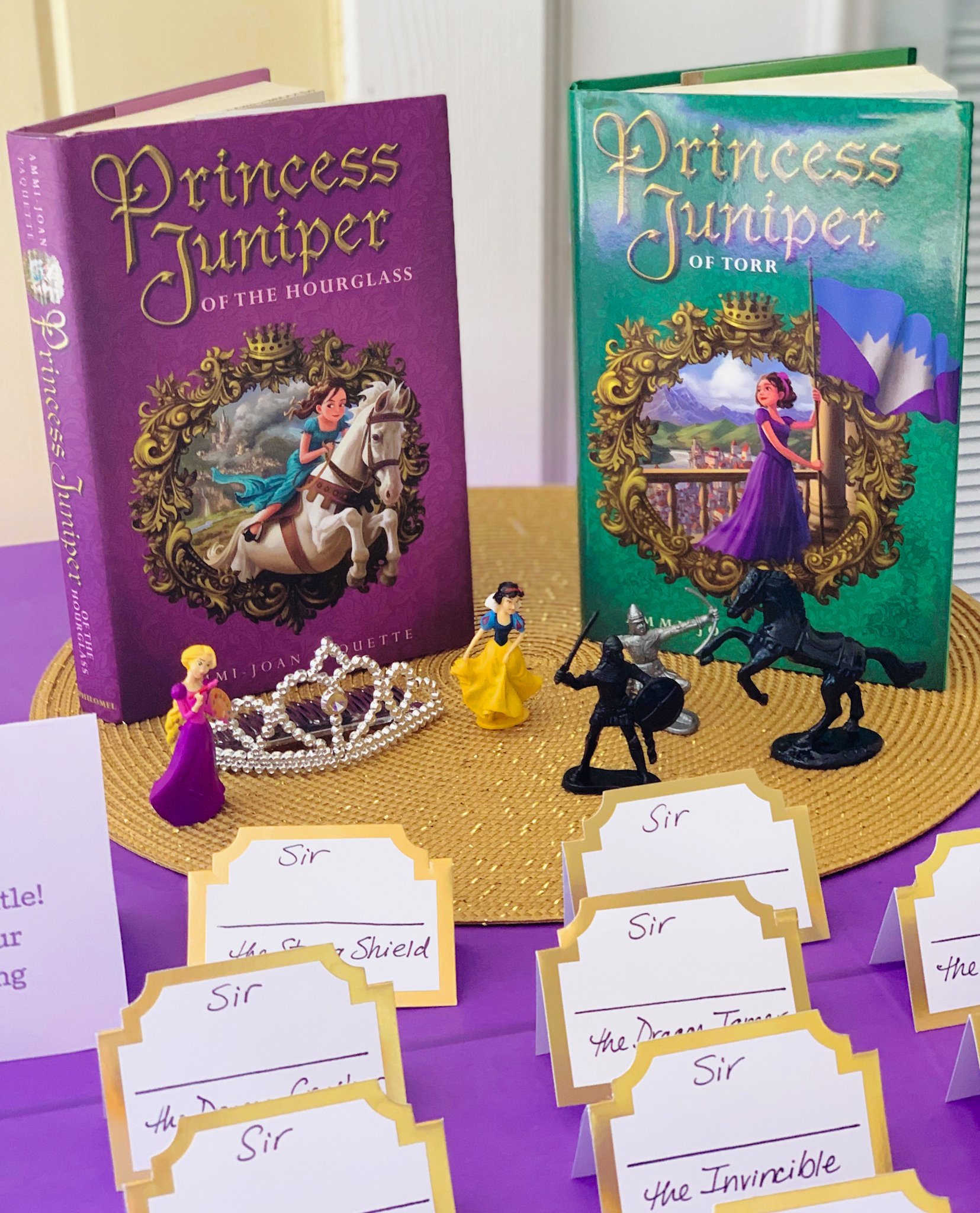 Juniper's "Princesses & Knights" 5th Birthday Pool Party & Royal Golden Birthday Celebration | Creative ideas including a punny invitation, DIY castle backdrop, a golden birthday banner, creative activities for kids of all ages & party favors galore! via thinkingcloset.com