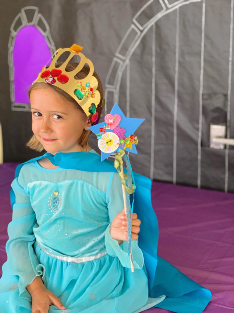 Juniper's "Princesses & Knights" 5th Birthday Pool Party & Royal Golden Birthday Celebration | Creative ideas including a punny invitation, DIY castle backdrop, a golden birthday banner, creative activities for kids of all ages & party favors galore! via thinkingcloset.com