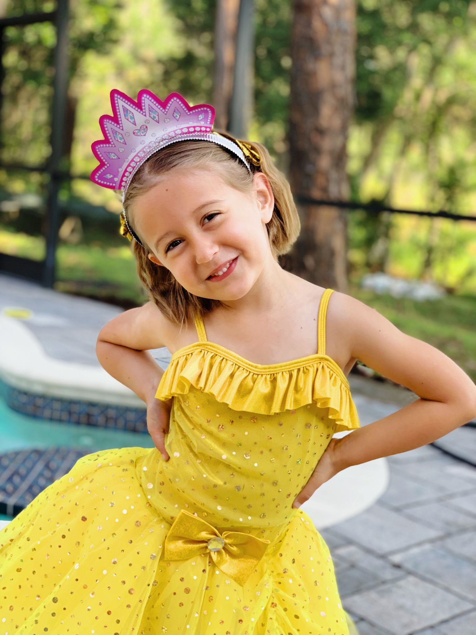 Juniper's "Princesses & Knights" 5th Birthday Pool Party & Royal Golden Birthday Celebration | Creative ideas including a punny invitation, DIY castle backdrop, a golden birthday banner, creative activities for kids of all ages & party favors galore! via thinkingcloset.com