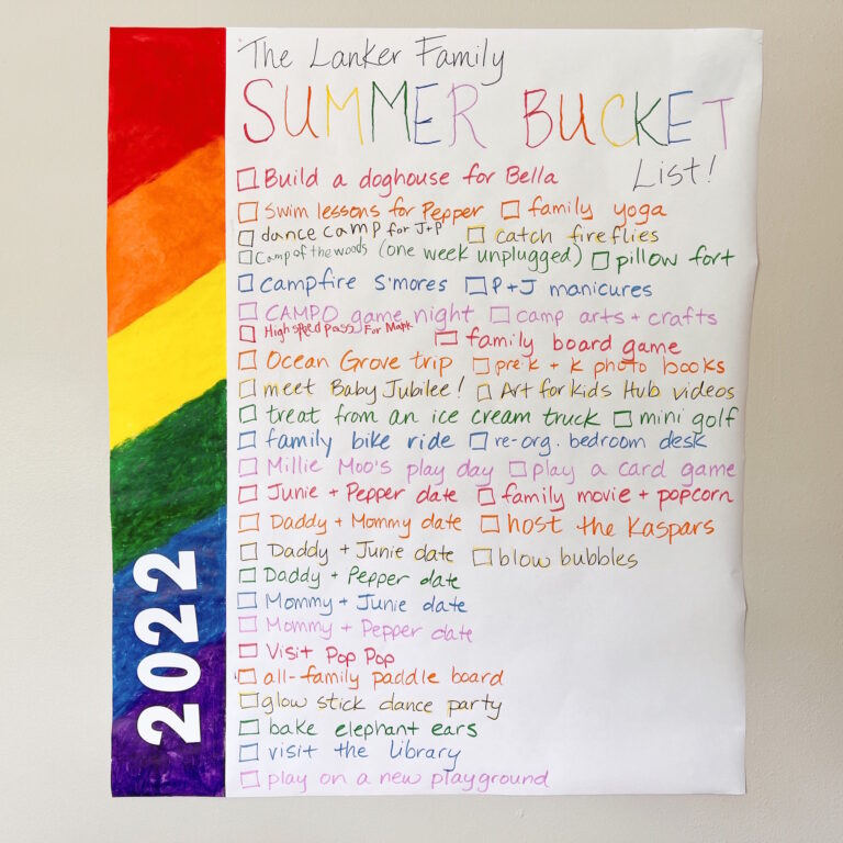 How to start a fun family tradition of creating a summer bucket list. Glean inspiration from our lists with 65 unique family activities ideas. Get ready for a summer full of memory-making & quality time together! via thinkingcloset.com