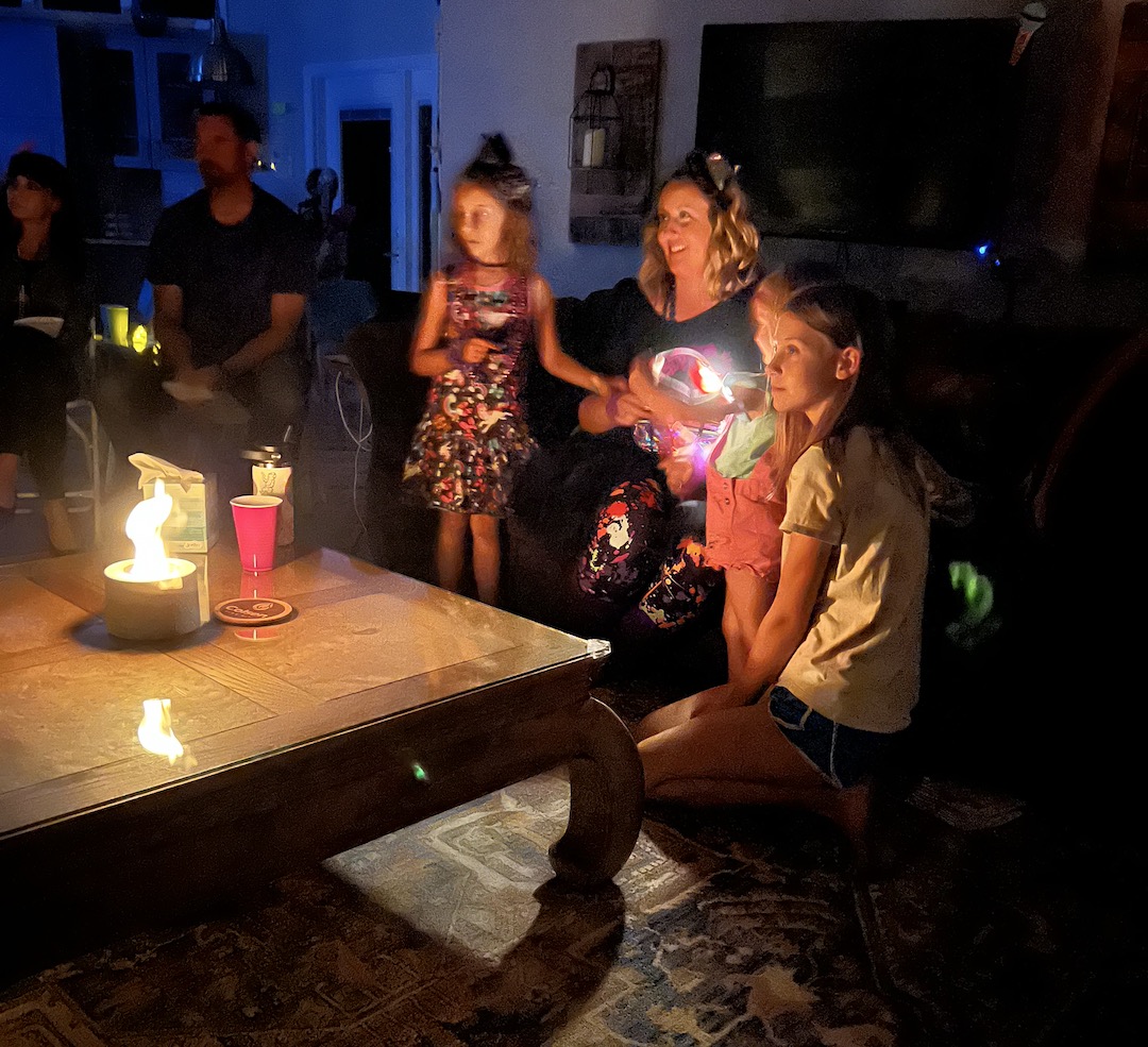 Blessing Circle at Lauren's 1980s Themed 40th Birthday Karaoke Party | Turns out that turning 40 can be totally tubular! Hop over to ThinkingCloset.com for the 411 on this bodacious birthday bash to remember!