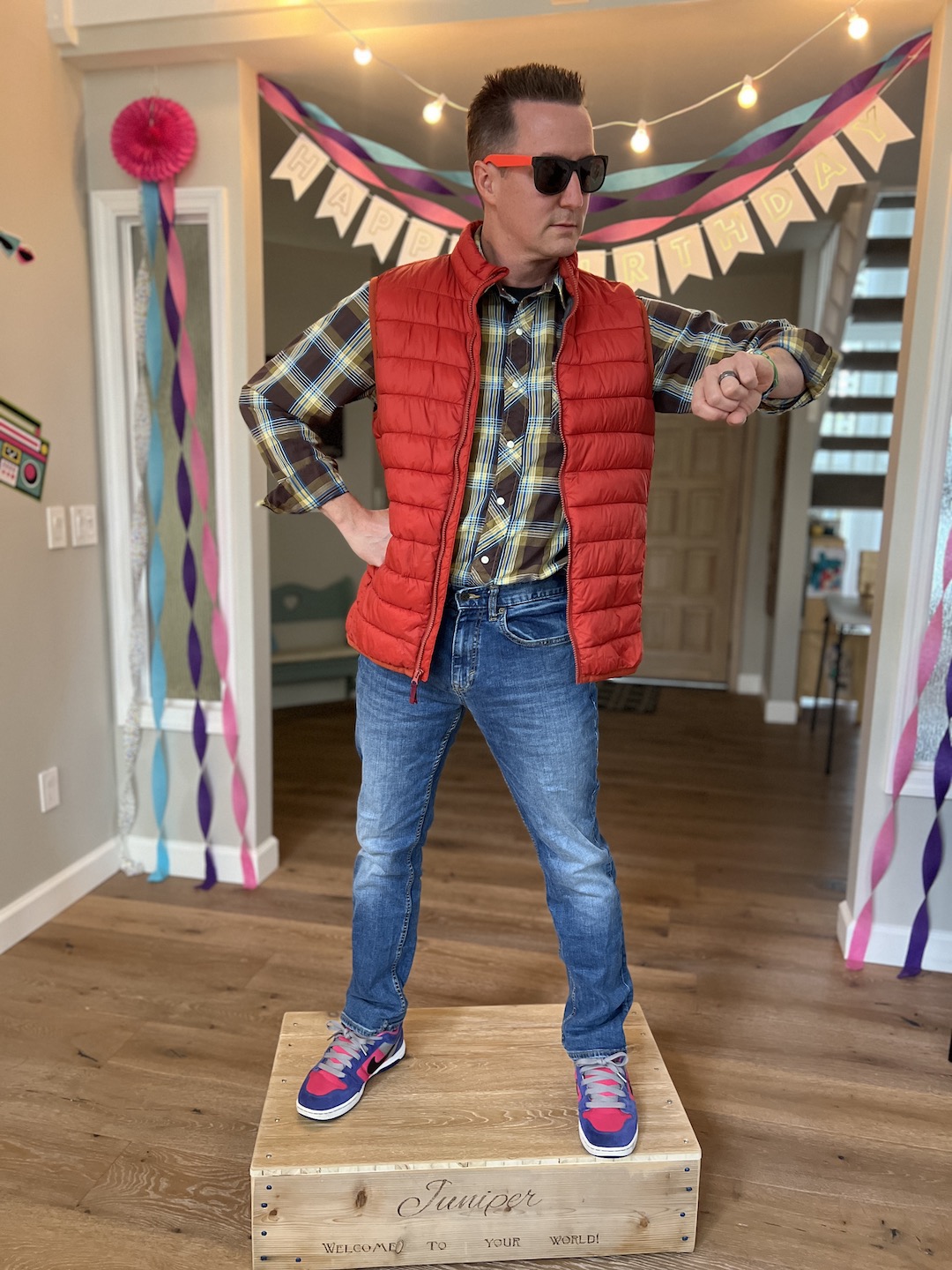 Marty McFly at Lauren's 1980s Themed 40th Birthday Karaoke Party | Turns out that turning 40 can be totally tubular! Hop over to ThinkingCloset.com for the 411 on this bodacious birthday bash to remember!